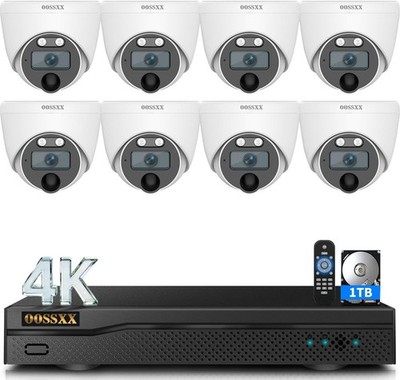 8-cam DVR system HD-Analog Wired 4K Security Camera WDR Smart Motion detect 24/7