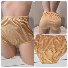 Vanity Fair Granny Panty Shiny Nylon Full Cut Ravissant 7/L Dayglow GOLD