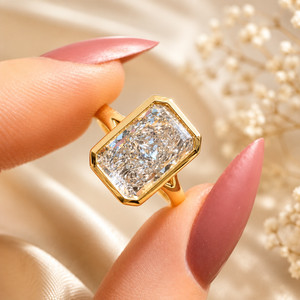 Moissanite Engagement 2.50 Ct Certified Radiant Cut 14K Yellow Gold Plated Ring