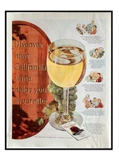 Vtg California Wine Helps You Live Better Print Ad 1956 Kitchen Bar Decor 10x13
