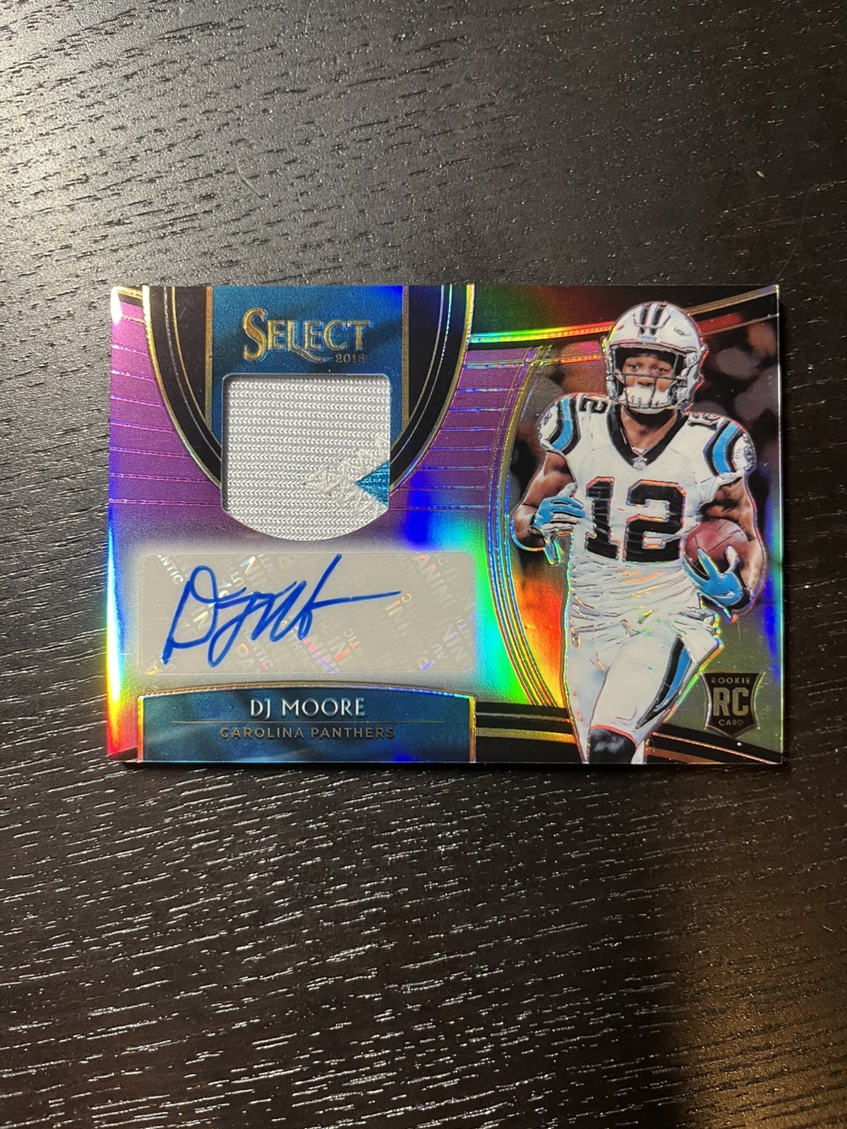 DJ Moore 2018 Panini Select #RM-DJ Purple Prizm Rookie Patch Auto /49 RPA BEARS