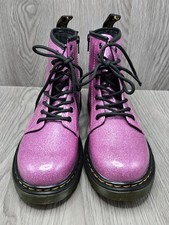 Dr. Martens 1460 J Pink Glitter Combat Boots Size 3 US 34 EU