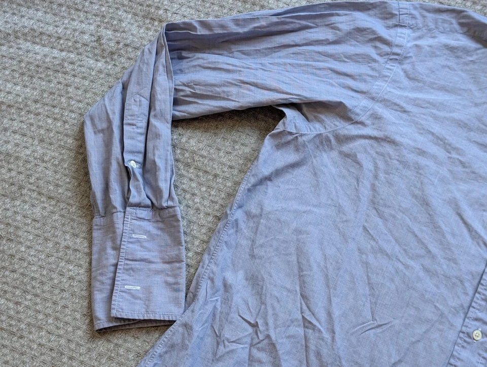 Polo Ralph Lauren Shirt Mens 17/35 Blue Contrast Collar French Cuff Estate - Image 3 of 4