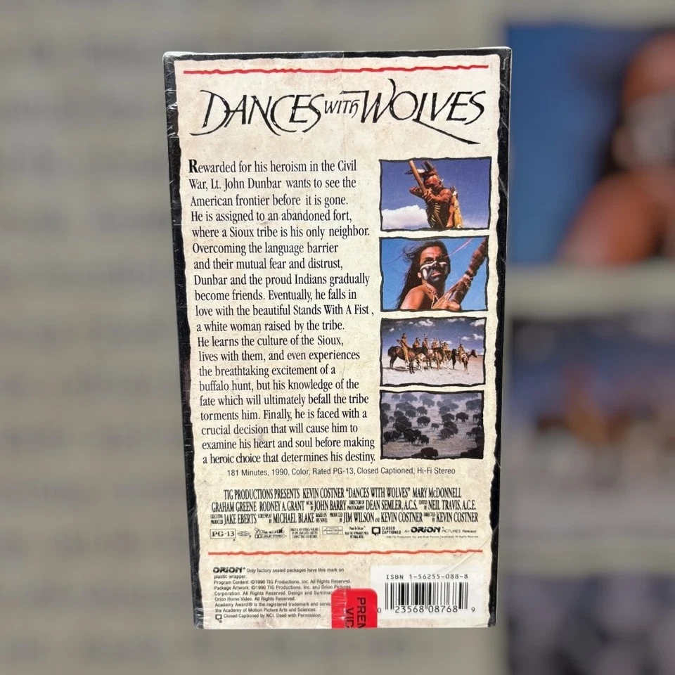 Dances With Wolves VHS 1990 Western Original Release Orion Home Video - Image 2 of 2