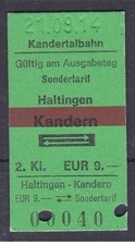 Bilet Bilet Bilet Bilet Bahn Kandertalbahn Haltingen Kandern Specjalna taryfa