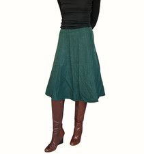 Vintage Forest Green Wool Midi Skirt Size Small Retro