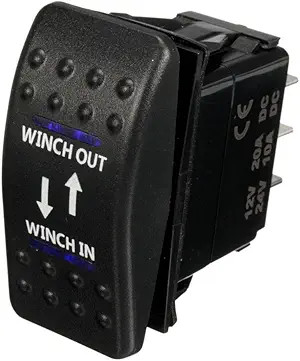 Car Auto 12V Momentary Light Button Rocker Toggle Switch Blue LED Winch in Out O