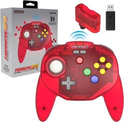 Retro-Bit Tribute 64 2.4Ghz Wireless Controller for Nintendo N64 Switch - Red