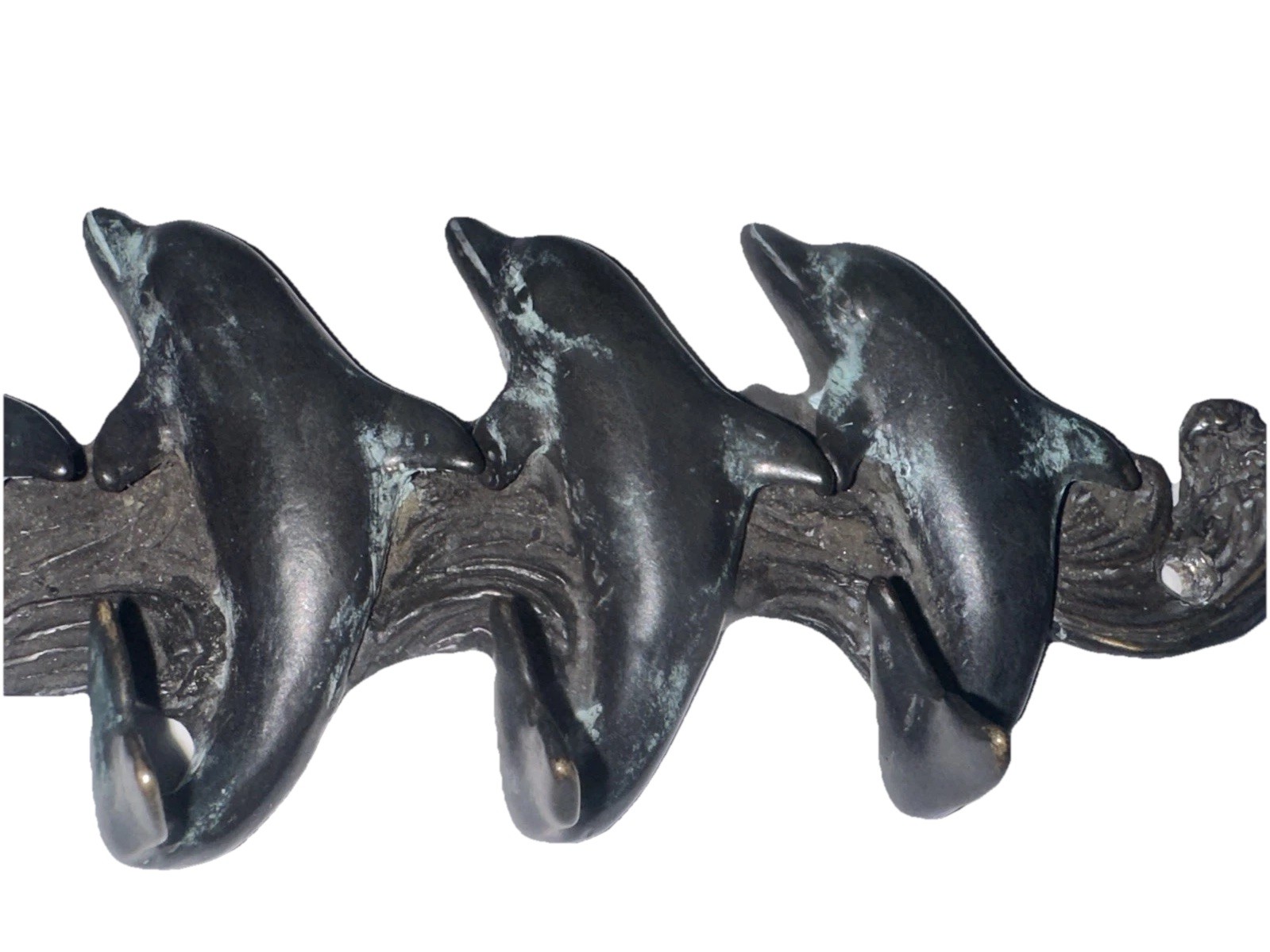 VTG 5 dolphins Bronze Tone Metal Rack  Key Jewelry Holder Wall Mount