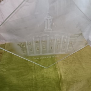 RARE Old Stock EXCHANGE  HEAVY ETCHED GLASS PANEL TILE PHILADELPHIA PA BUILDING 