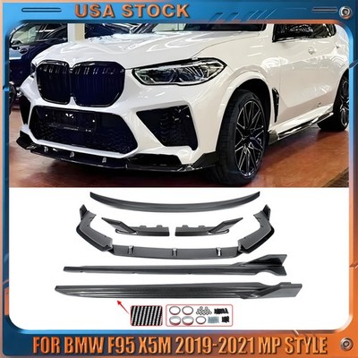 Carbon Fiber Look Body Kits Front & Rear Bumper Lip For BMW F95 X5M 2019-2022