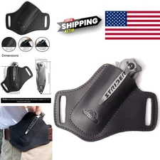 Leather Folding Knife Sheath Open Top Right Side Carry for Daily Use Black