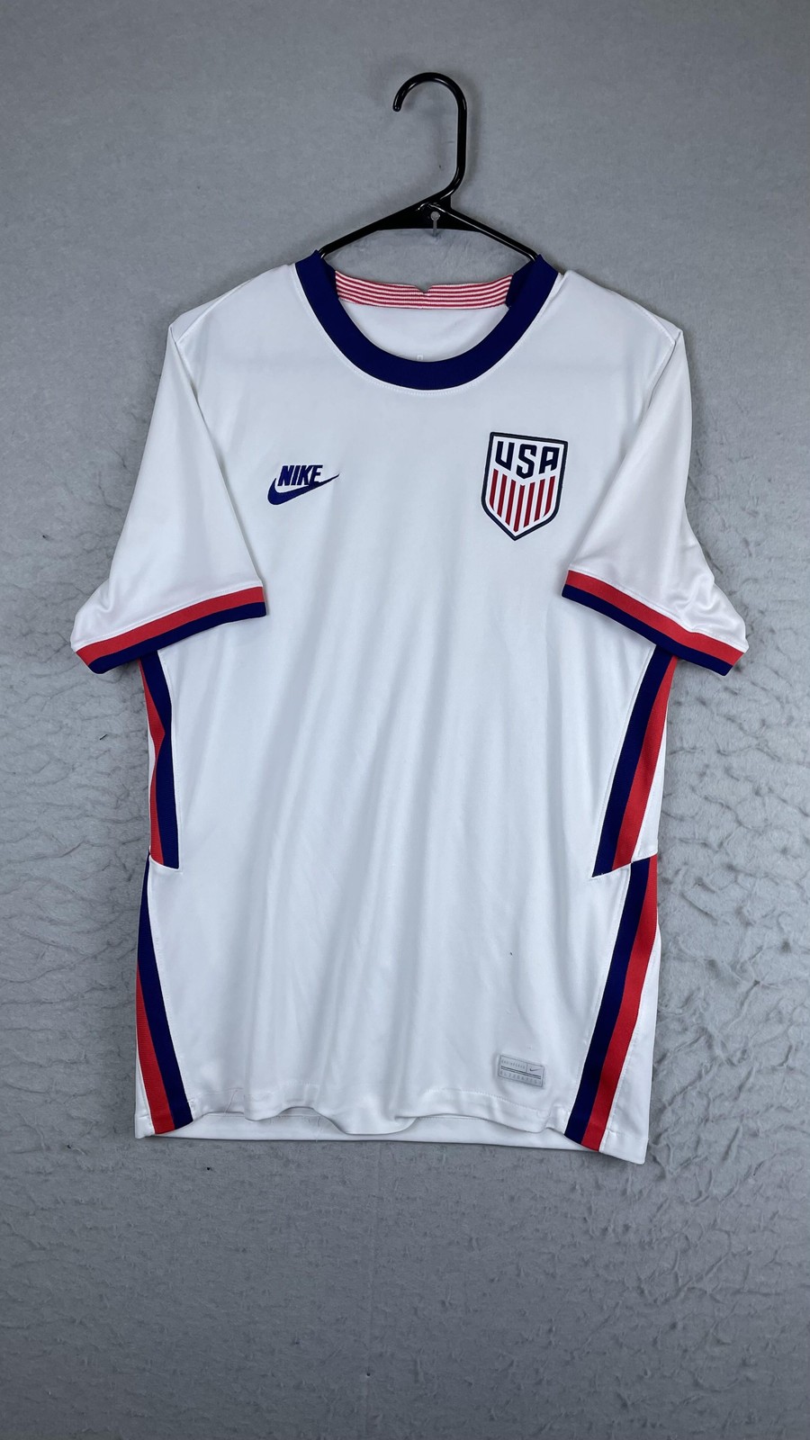 United States Soccer Jersey Mens Small White Nike Dri Fit USMNT USA Crest