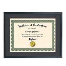 Picture Frame 11x15 Diploma Frame With Black Mat Solid Wood Displays 11x15 Diplo
