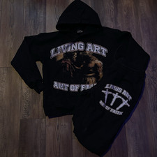 Black Unisex L Cotton Pullover Hoodie Long Sl...
