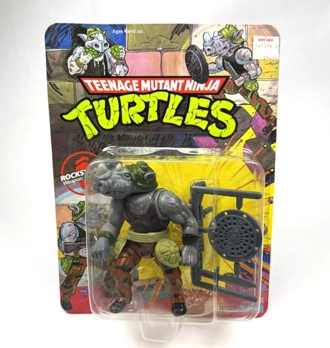 Rocksteady Vintage TMNT Ninja Turtles Action Figure New 1988 Unpunched 10 Back