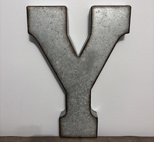 Large 20.5" 14.25"x2" Galvanized Metal Letter Y