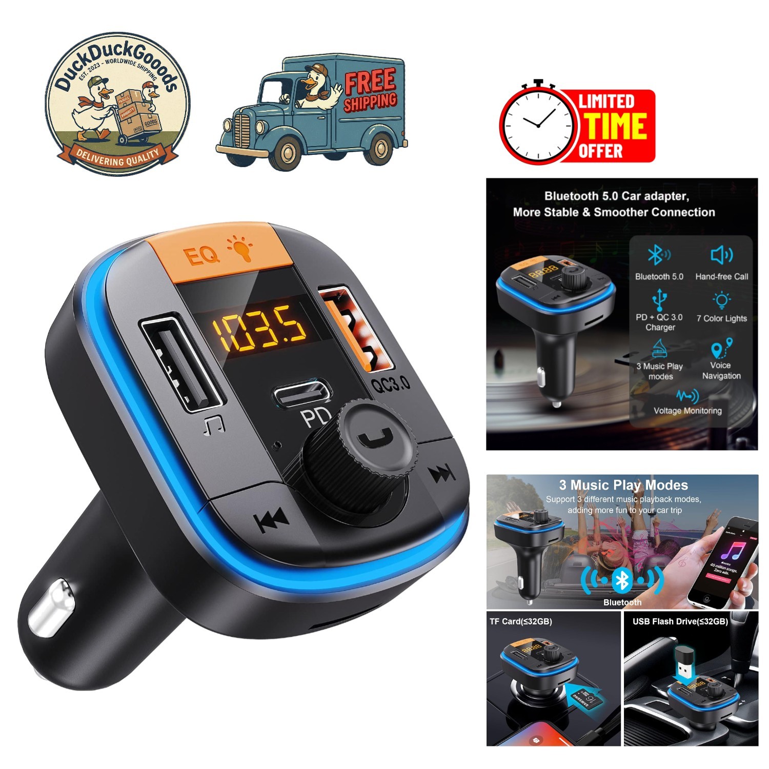 cigarette lighter bluetooth connector Cigarette Lighter Bluetooth FM Transmitter - Clear Calls, Music & Charging