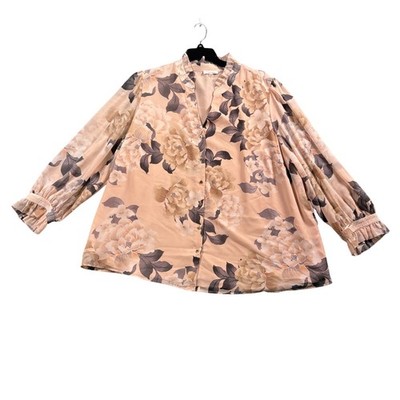 Calvin Klein Romantic Floral Blouse 3X Coquette Cottagecore Soft Girl Fairy Boho