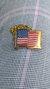 Vintage USA Flag Yellow Ribbon Pin
