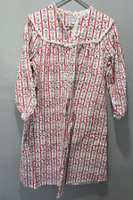 Lanz of Salzburg Pajama Nightgown Flannel Size L White Red Floral Striped