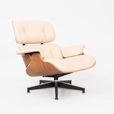 2014 Herman Miller Eames Lounge Chair 670 Walnut Shell Beige Leather Upholstery
