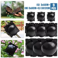 9Pcs Plant Rooting High Pressure Propagation Ball Root Grow Grafting Box Black