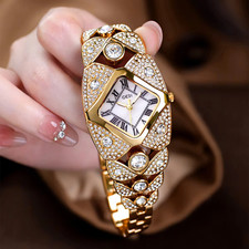 Nuevo reloj de pulsera de cuarzo para mujer con diamantes, resistente al agua
