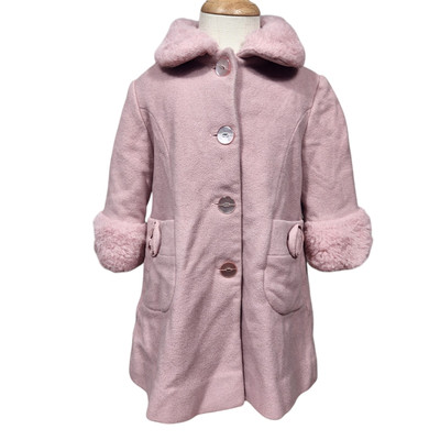 Rothschild Pink Faux Fur Trimmed Peacoat Girls Size 2T Wool Blend Princess  Coat