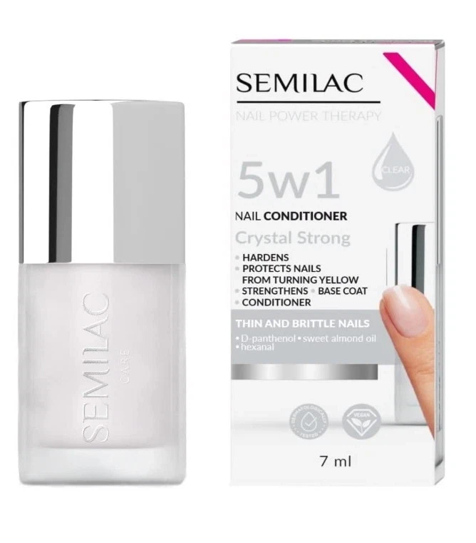 SEMILAC 5IN1 CRYSTAL STRONG NAIL CONDITIONER DÜNNE + SPRÖDE NÄGEL TOP COAT 7ml