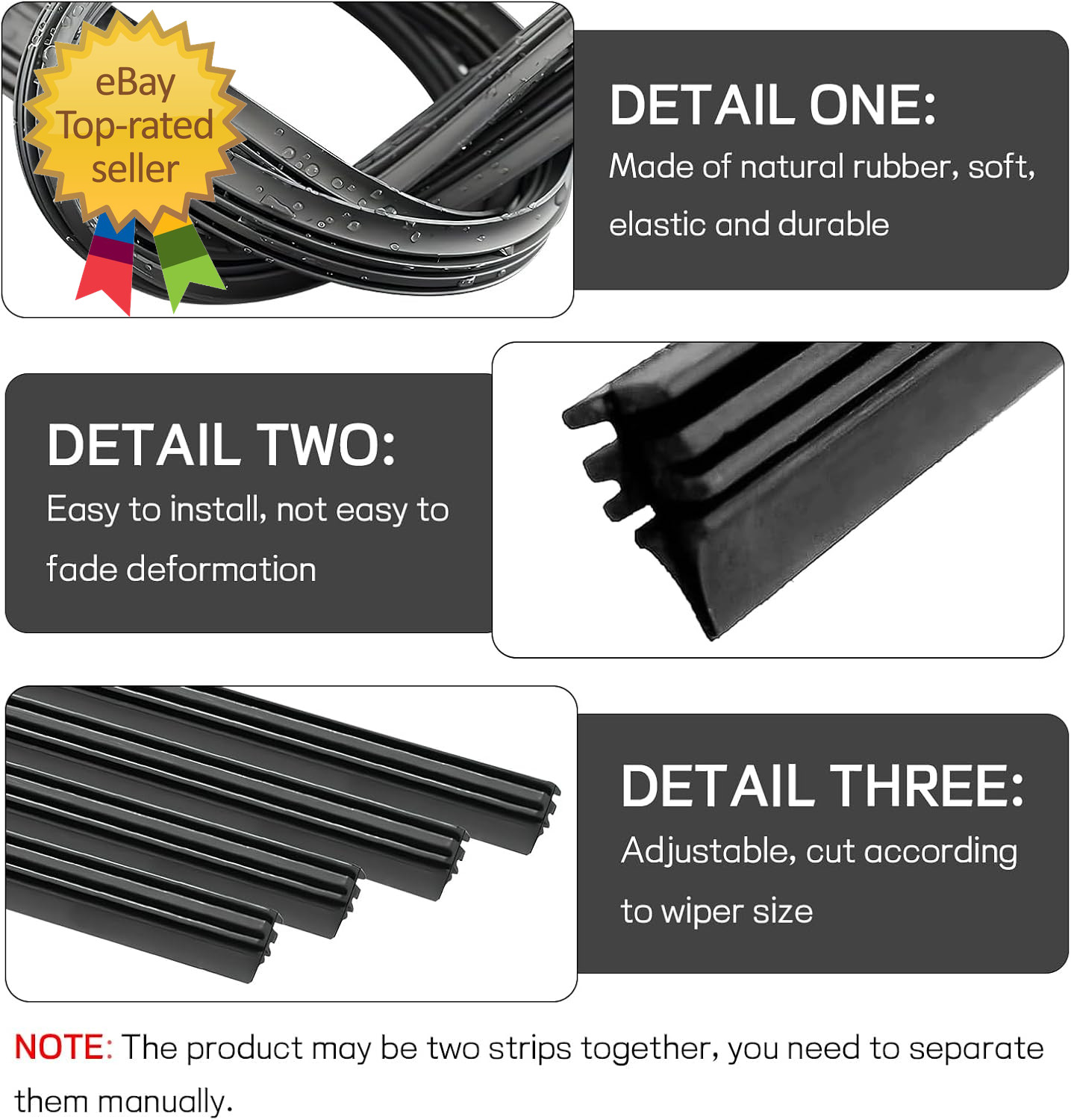 4PCS Car Windshield Wiper Blades Refills, 26" Adjustable Size of Universal Repla