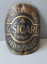 Ancienne Plaque De Vélo ( DUMONT & RICHARD) G.SICARD Succ , ABBEVILLE.SOMME 