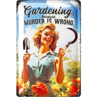 Lanolu Blechschild Gardening Murder Garten Humor Retro - 20X30Cm