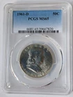 US 90% SILVER FRANKLIN HALF DOLLAR, 1961D, PCGS MS65