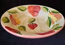 Antica Fornace 13" Large Ceramic Fruit Pattern Serving Bowl Made in Italy