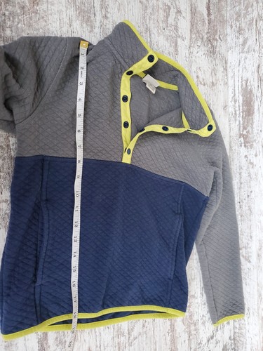 LL Bean Quilted Quarter Snap Pull Over Colorblock Kids Boys Green Blue Size 8 - Picture 6 of 7
