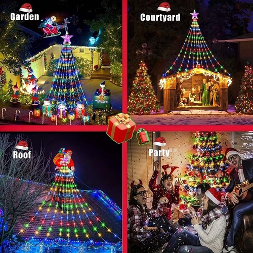 Solar Power 360LED Star Waterfall Light Party String Lights Christmas Tree Decor - Picture 20 of 23