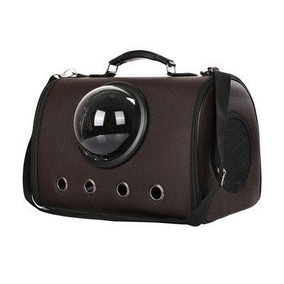 Haustier Hundetasche Katzentasche Atmungsaktiv Haustier Tragetasche PU Transparent Tasche (Dunkelbraun)