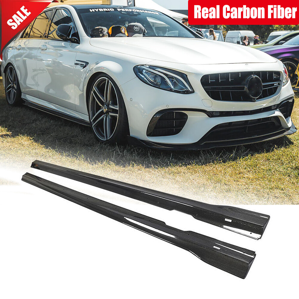 For Mercedes W213 E43 E53 E63 Sedan Real Carbon Side Skirts