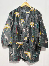 Indian Cotton Jungle Print Kimono, Night Wear Women Tunic Gown Tops Robe