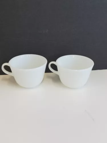 Vintage Pyrex White Milk Glass Set Of 2 Coffee Mugs/ Tea Cups