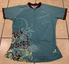 Women's Medium Mt. Borah Short Sleeve Teal Cycling Jersey Top USA MADE