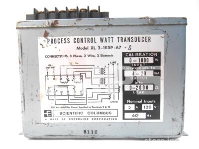 XL3-1K5P-A7S - SCIENTIFIC COLUMBUS PROCESS CONTROL WATT TRANSDUCER SKU012178