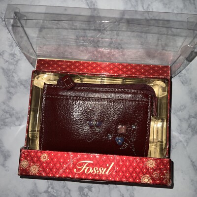 Fossil Antique Wallet Genuine Leather Brand New Red Velvet key