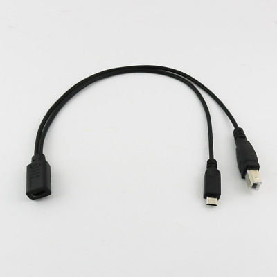 USB-C 3.1 Type C Female to Micro & USB 2.0 B Male Data Charge HDD Printer Cable