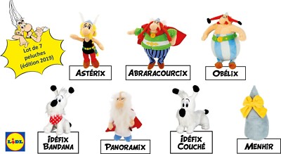 Complete Collection of 7 Plush Toys 60 Years Asterix Idéfix Obelix LIDL 2019