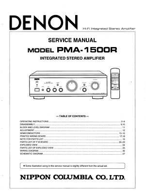 Service Manual-Anleitung für Denon PMA-1500 R 