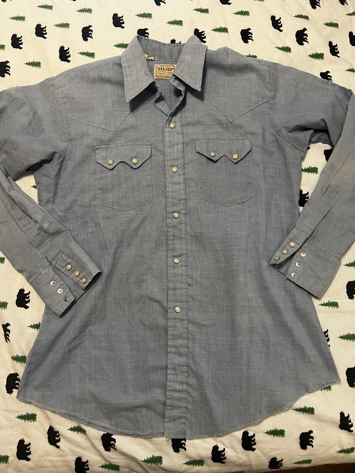 Vtg Dee Cee Western Snap Button Panel Back Chain … - image 2