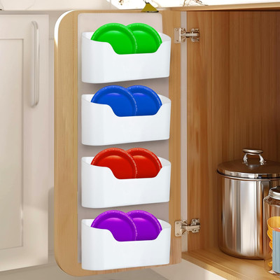 4 Pack Kitchen Cabinet Door Organizer, Adhesive Lid Organizers inside Cabinets, 