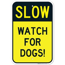 Dogs At Play Sign, Slow Watch For Dogs,